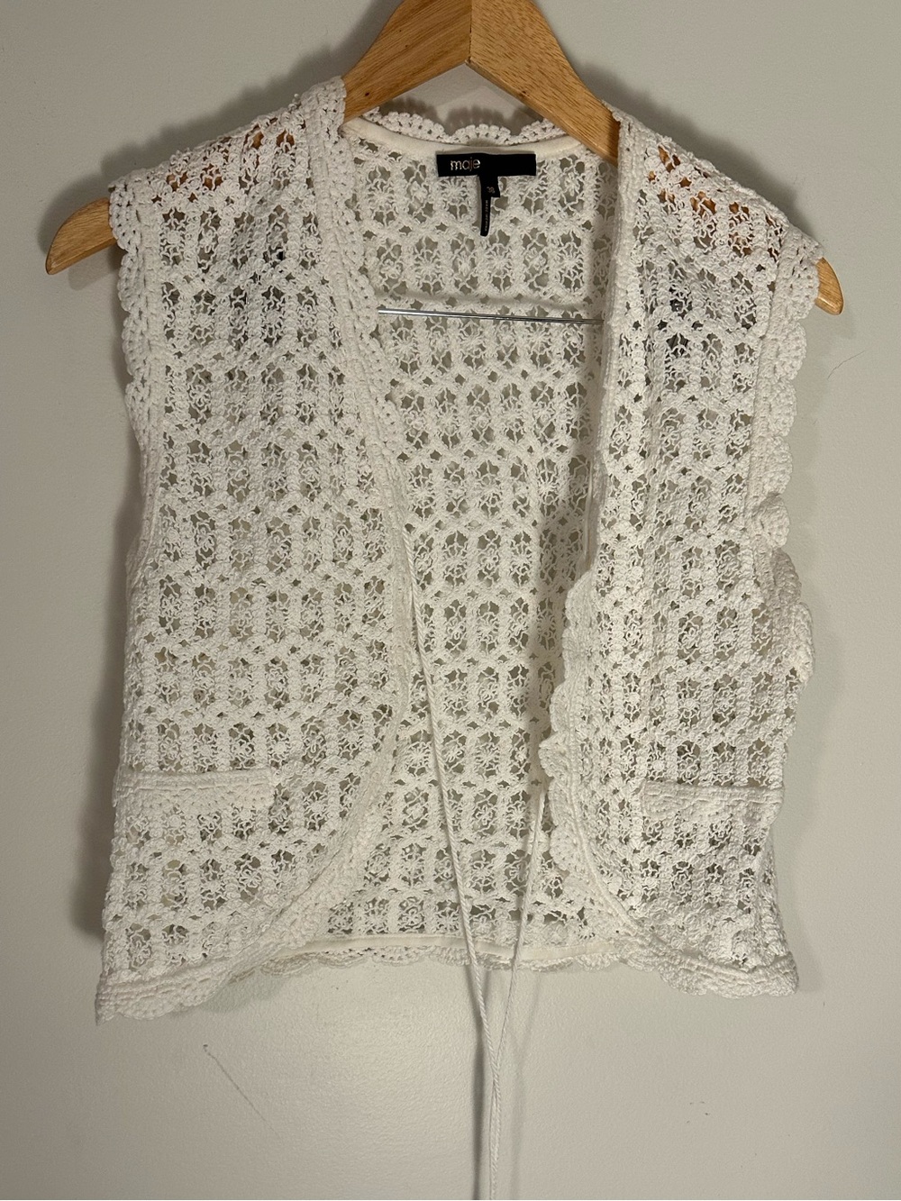 Maje crochet vest white 38